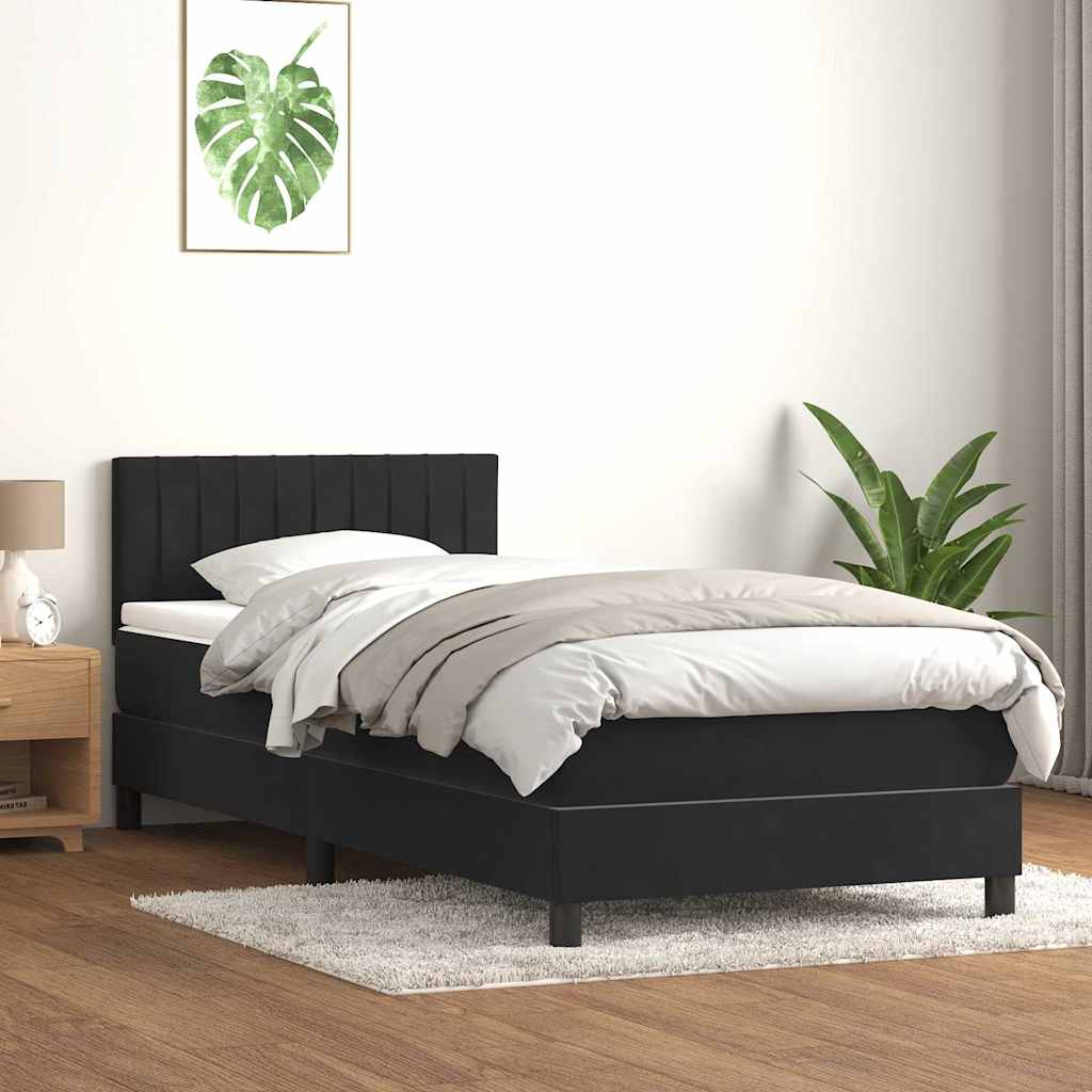 Sommier à lattes de lit avec matelas et LED noir 90x220 cm velours - XIOS