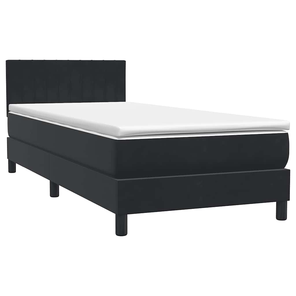 Sommier à lattes de lit avec matelas et LED noir 90x220 cm velours - XIOS
