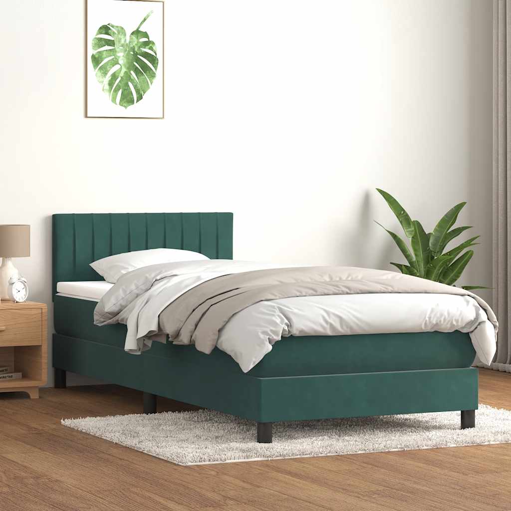 Sommier à lattes de lit et matelas et LED vert foncé 90x220 cm velours - XIOS