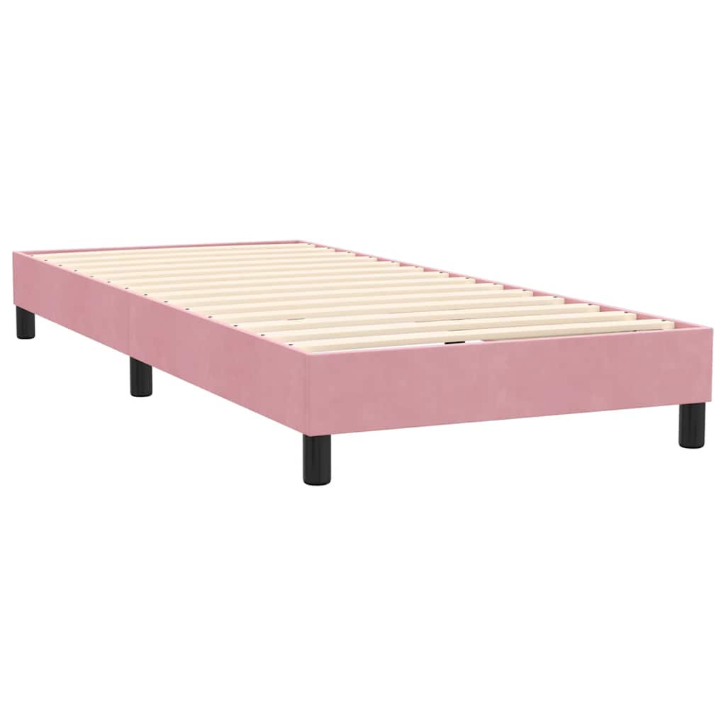 Sommier à lattes de lit avec matelas et LED rose 90x220 cm velours - XIOS