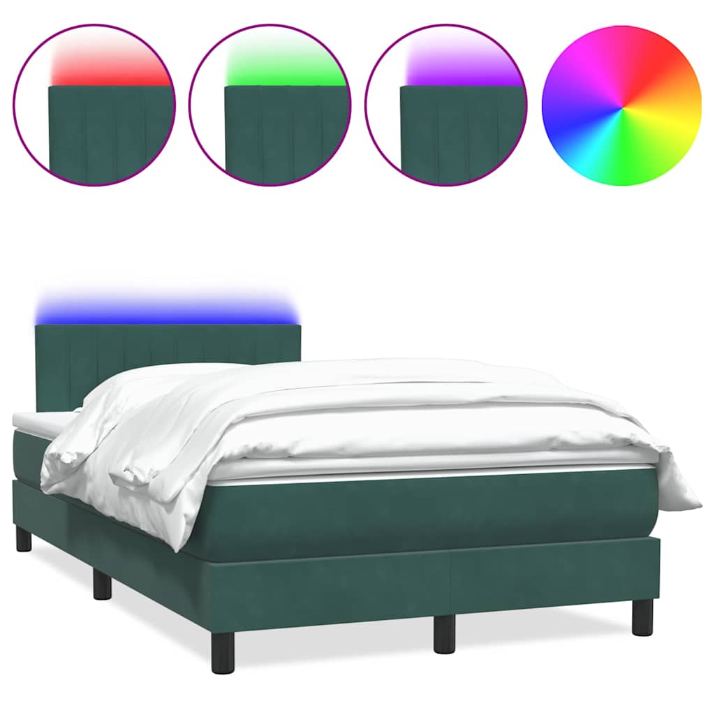 Sommier à lattes de lit et matelas et LED vert foncé 120x220cm velours - XIOS