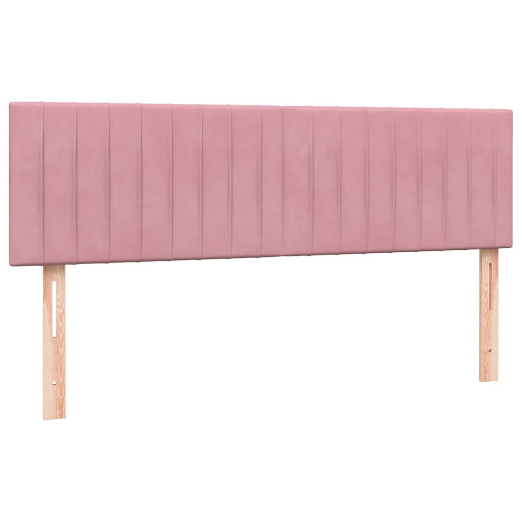 Sommier à lattes de lit avec matelas et LED rose 140x220 cm velours - XIOS