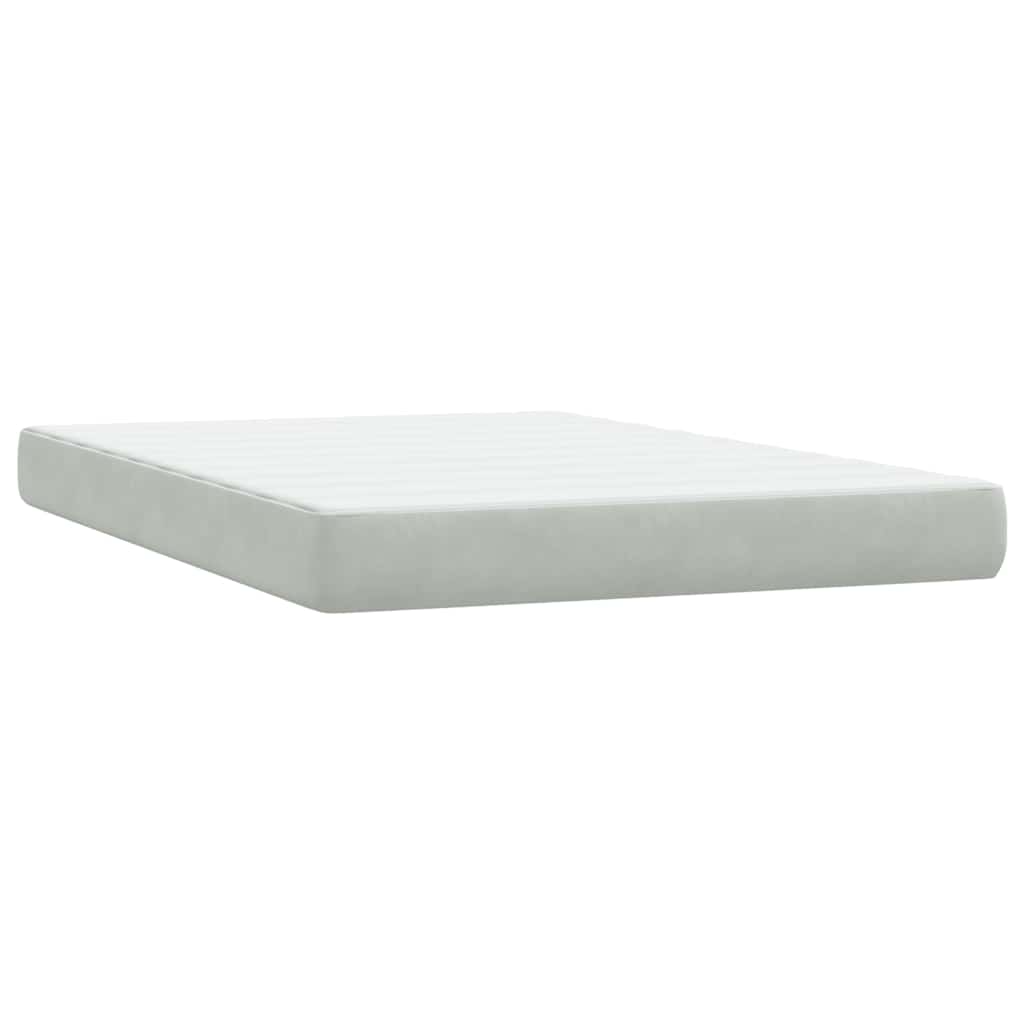 Sommier à lattes de lit et matelas et LED gris clair 160x220cm velours - XIOS