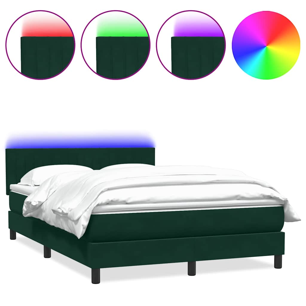 Sommier à lattes de lit et matelas et LED vert foncé 160x220cm velours - XIOS