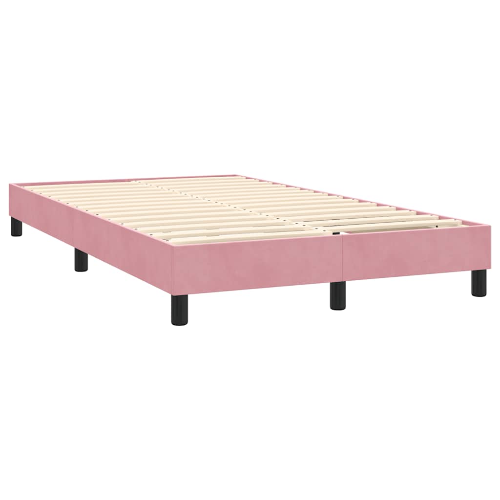 Sommier à lattes de lit avec matelas et LED rose 160x220 cm velours - XIOS