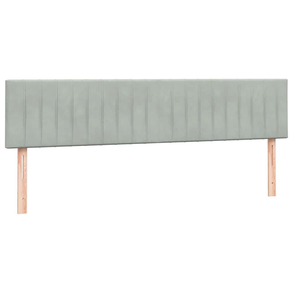 Sommier à lattes de lit et matelas et LED gris clair 180x220cm velours - XIOS