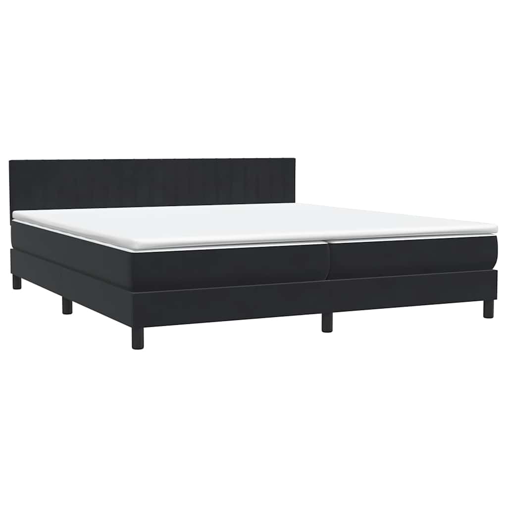 Sommier à lattes de lit avec matelas et LED noir 200x220 cm velours - XIOS