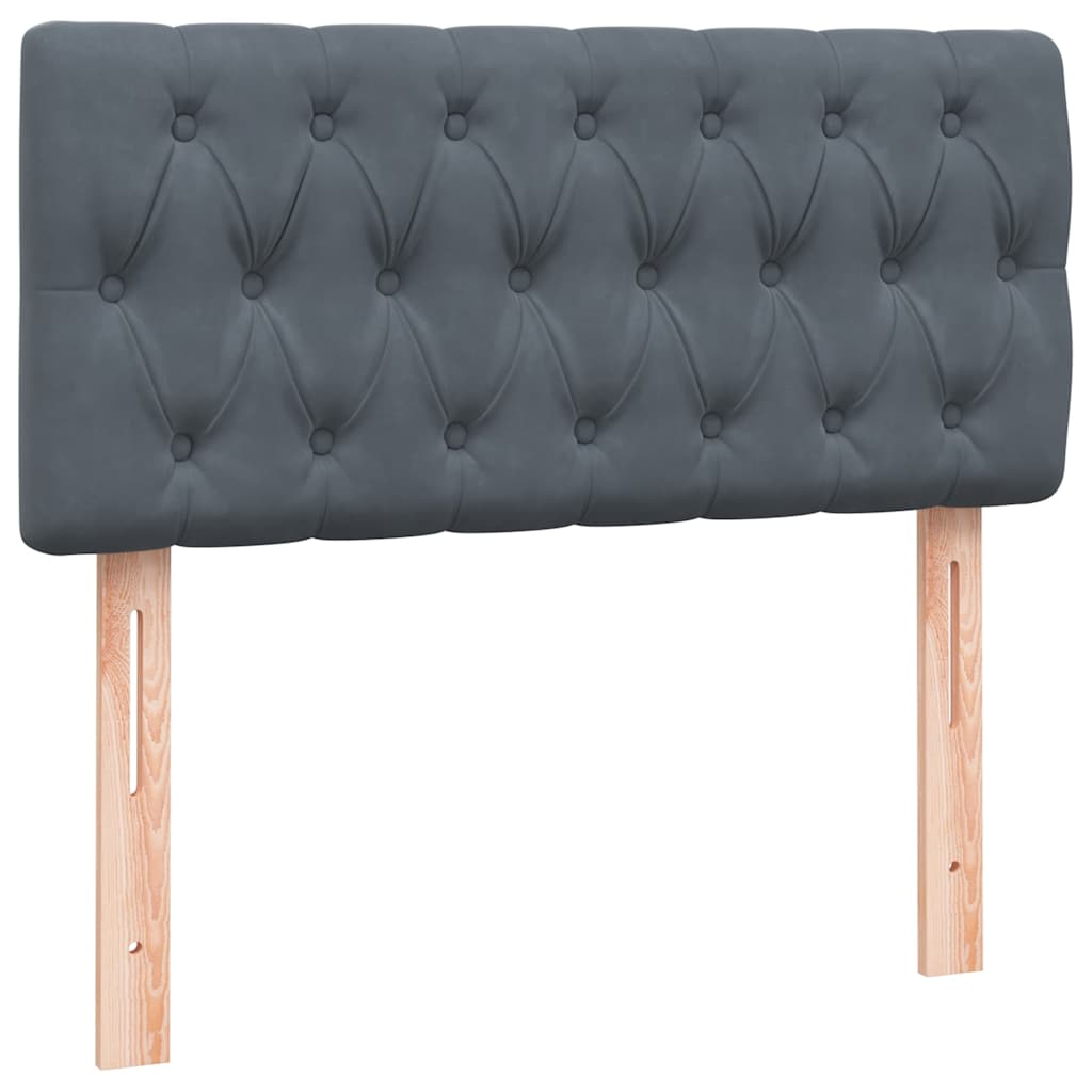 Sommier à lattes de lit et matelas et LED gris foncé 80x210 cm velours - XIOS
