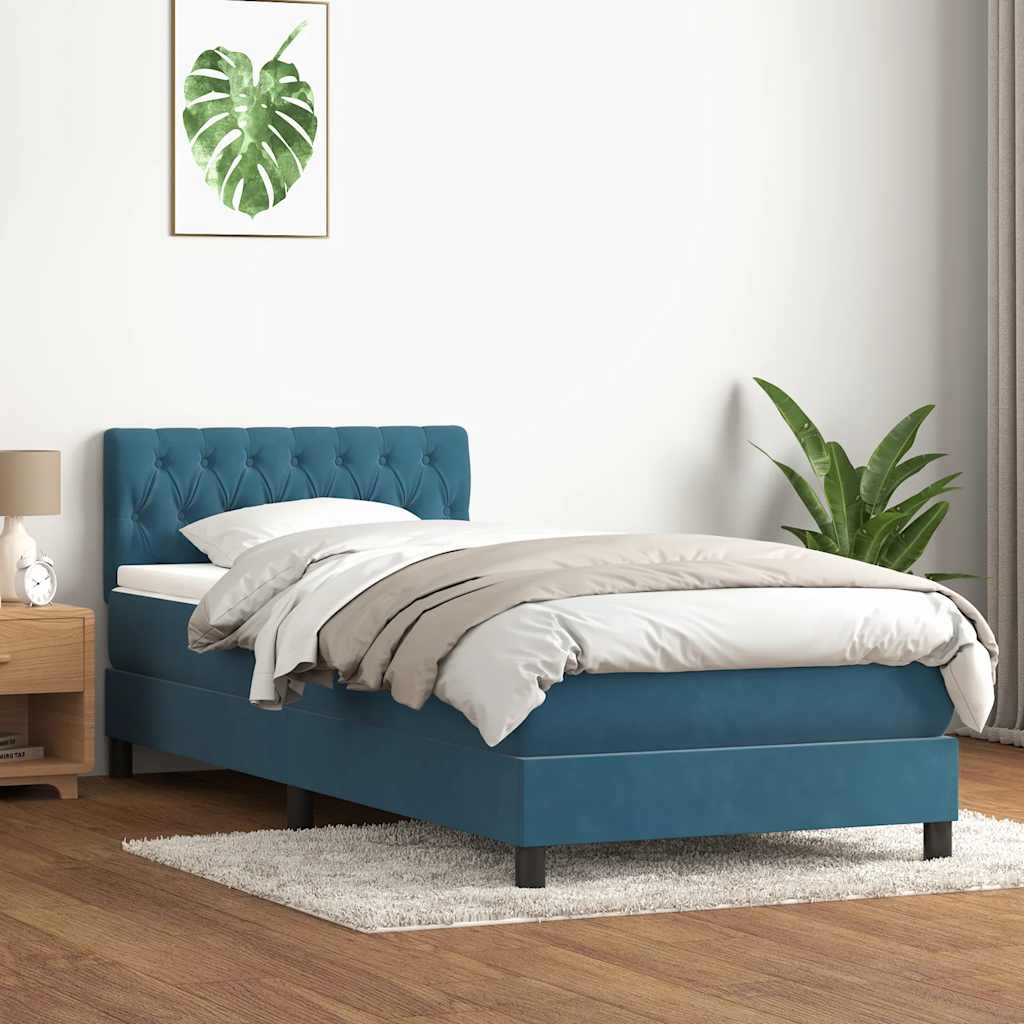 Sommier à lattes de lit et matelas et LED bleu foncé 90x210 cm velours - XIOS