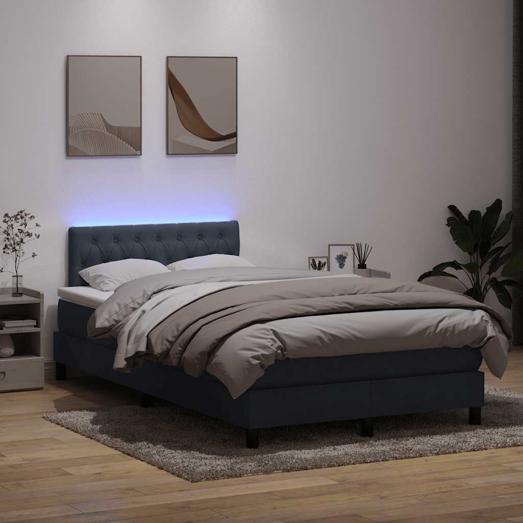 Sommier à lattes de lit et matelas et LED gris clair 120x210cm velours - XIOS