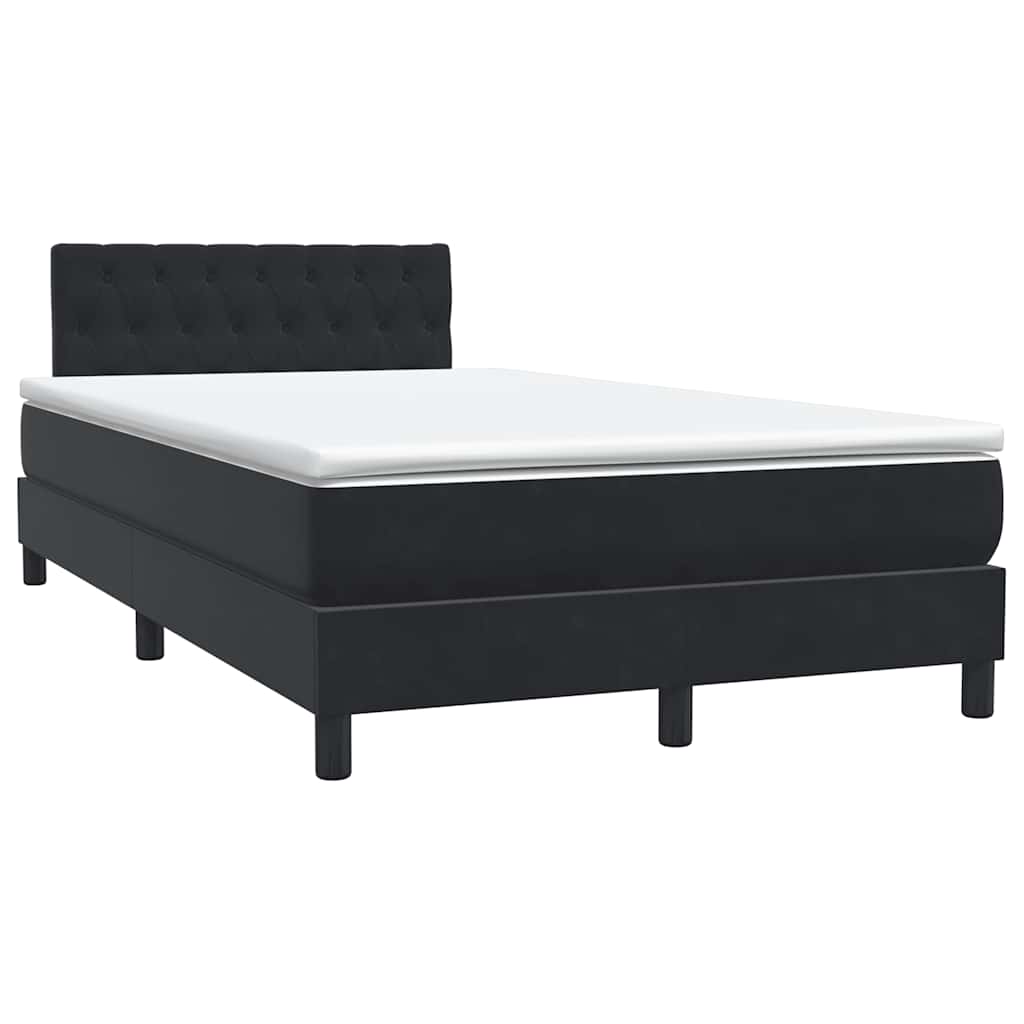 Sommier à lattes de lit avec matelas et LED noir 120x210 cm velours - XIOS