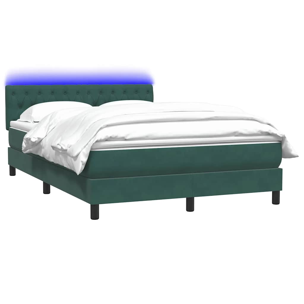 Sommier à lattes de lit et matelas et LED vert foncé 140x210cm velours - XIOS