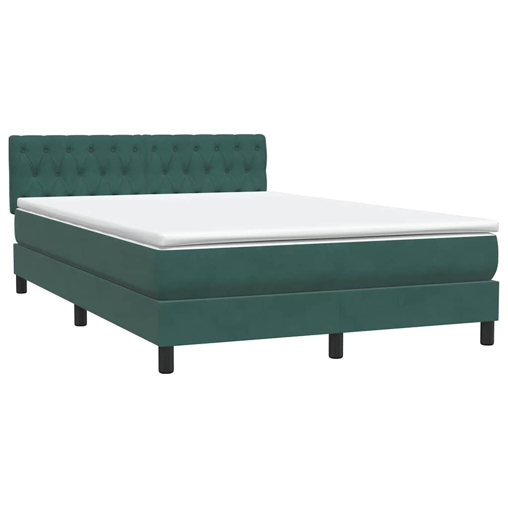 Sommier à lattes de lit et matelas et LED vert foncé 140x210cm velours - XIOS