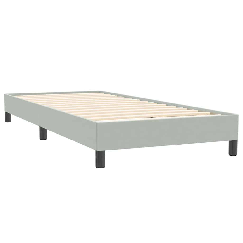Sommier à lattes de lit et matelas et LED gris clair 80x220 cm velours - XIOS