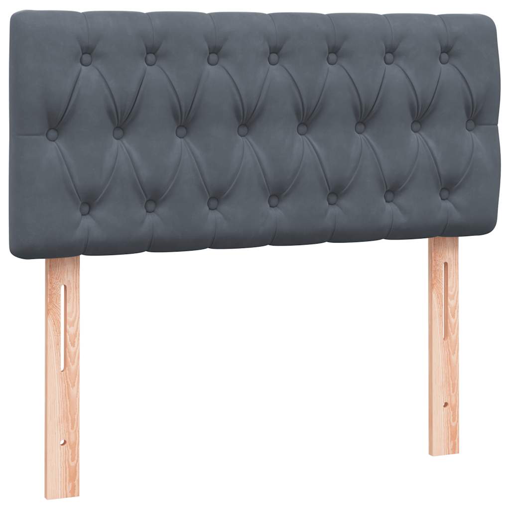 Sommier à lattes de lit et matelas et LED gris foncé 80x220 cm velours - XIOS