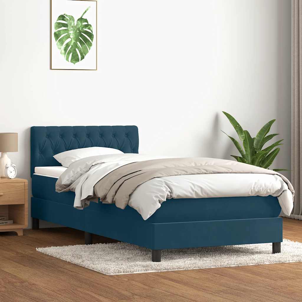 Sommier à lattes de lit et matelas et LED bleu foncé 80x220 cm velours - XIOS