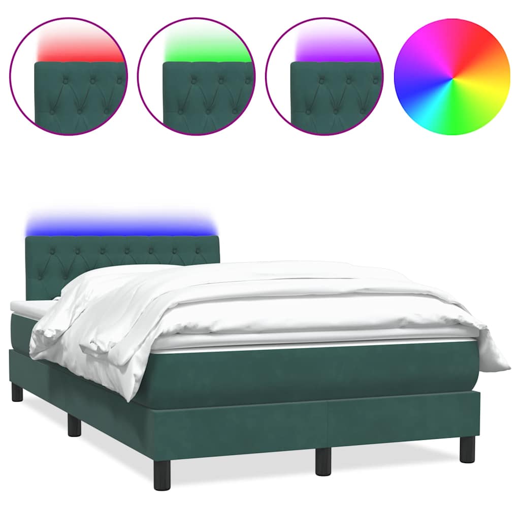 Sommier à lattes de lit et matelas et LED vert foncé 120x220cm velours - XIOS