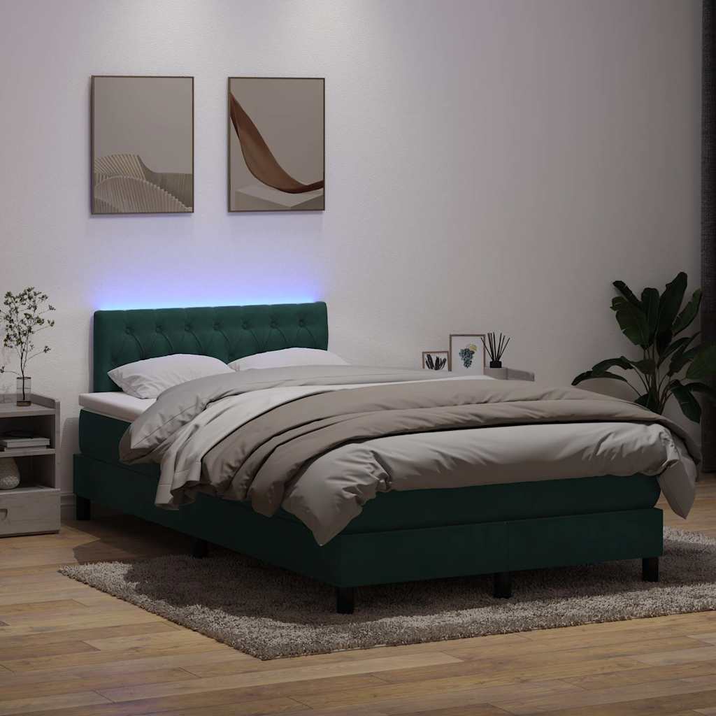 Sommier à lattes de lit et matelas et LED vert foncé 120x220cm velours - XIOS