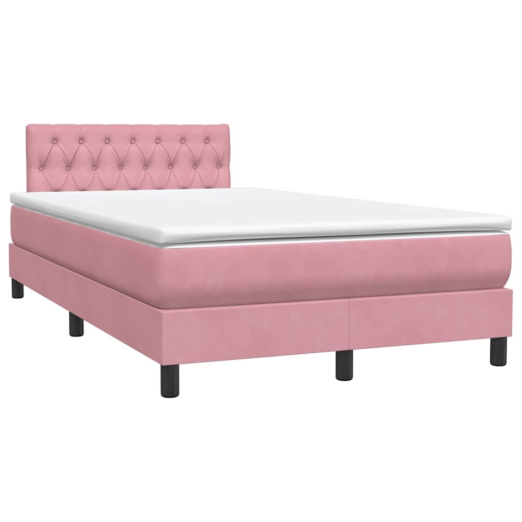 Sommier à lattes de lit avec matelas et LED rose 120x220 cm velours - XIOS