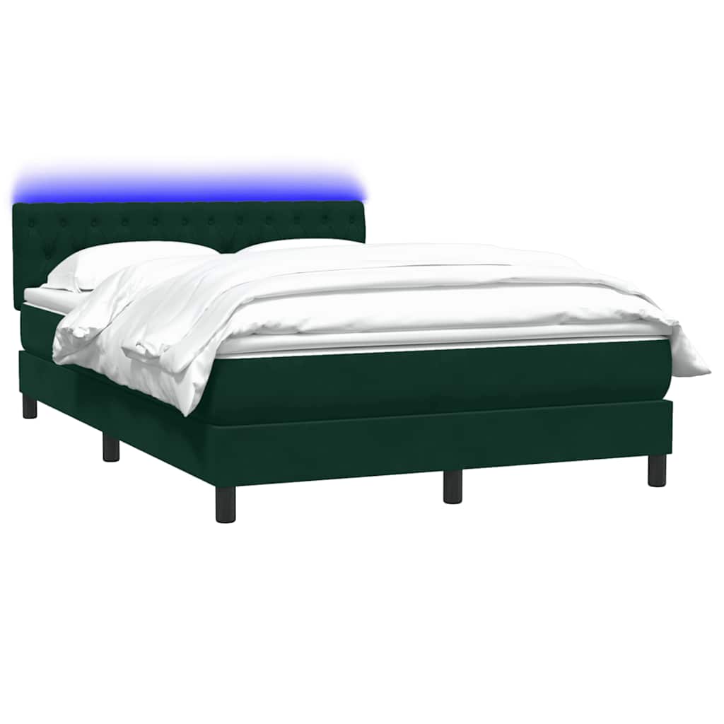 Sommier à lattes de lit et matelas et LED vert foncé 160x220cm velours - XIOS