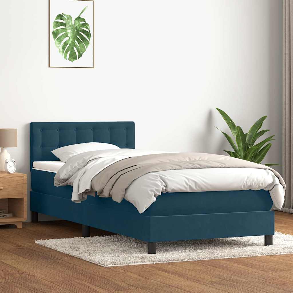 Sommier à lattes de lit et matelas et LED bleu foncé 80x210 cm velours - XIOS