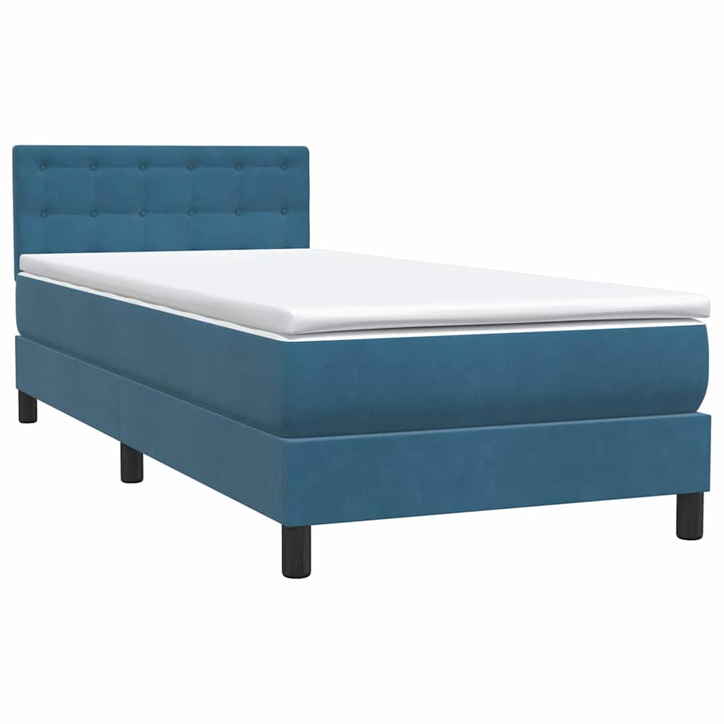 Sommier à lattes de lit et matelas et LED bleu foncé 80x210 cm velours - XIOS