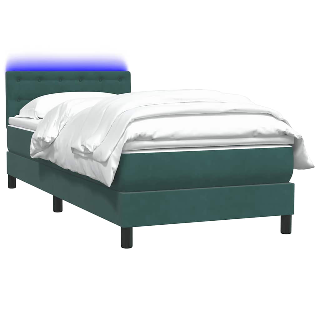 Sommier à lattes de lit et matelas et LED vert foncé 90x210 cm velours - XIOS