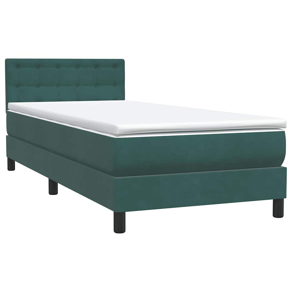 Sommier à lattes de lit et matelas et LED vert foncé 90x210 cm velours - XIOS