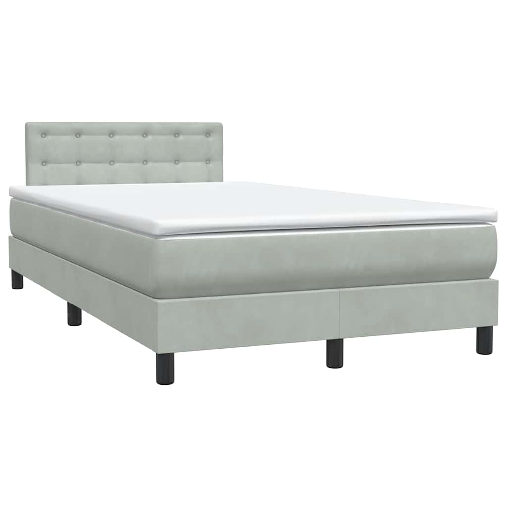 Sommier à lattes de lit et matelas et LED gris clair 120x210cm velours - XIOS