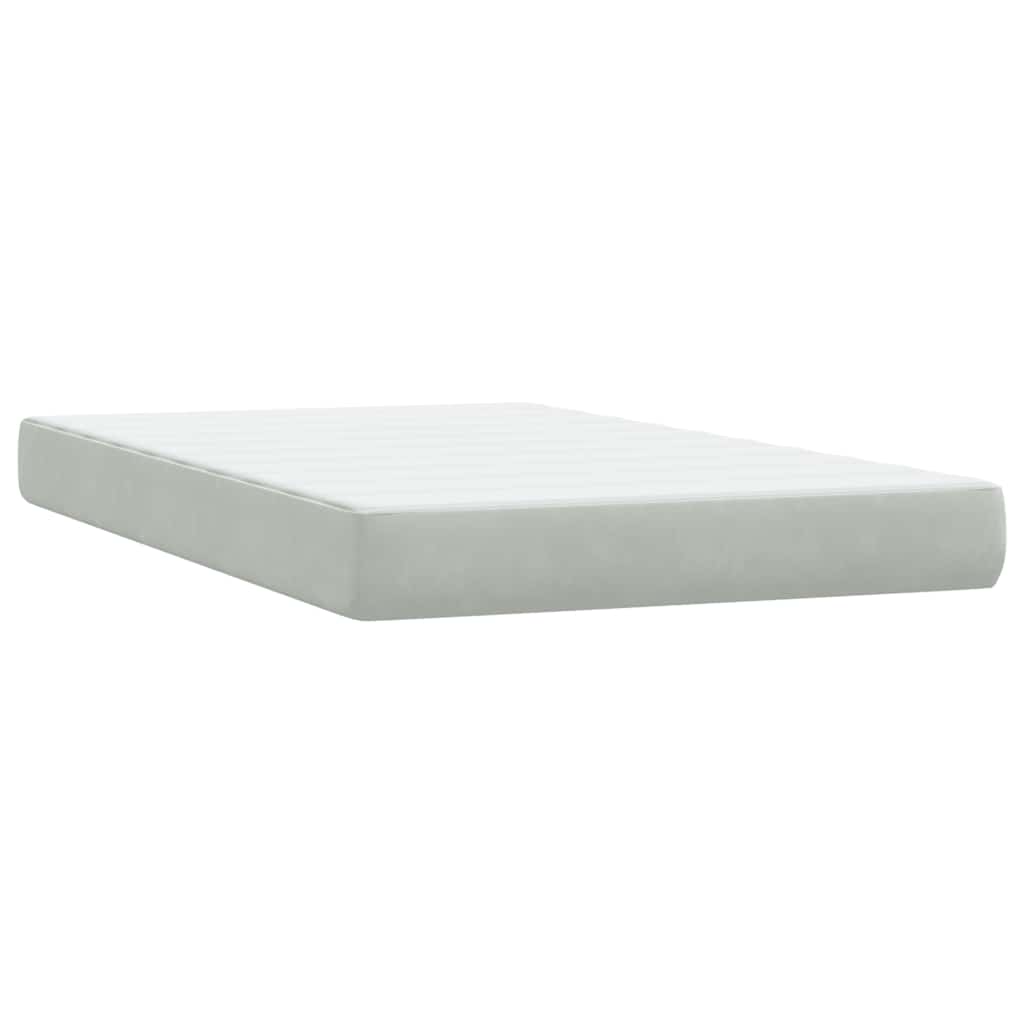 Sommier à lattes de lit et matelas et LED gris clair 120x210cm velours - XIOS
