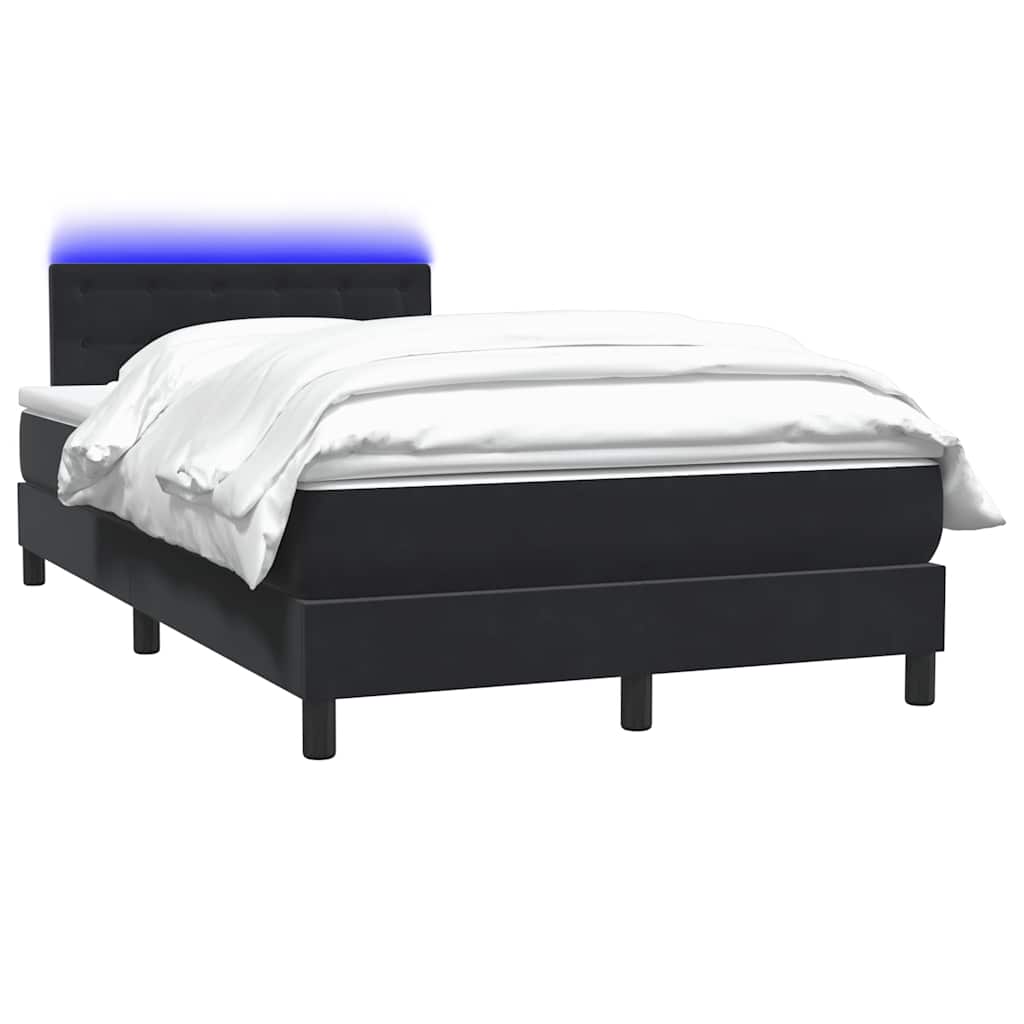 Sommier à lattes de lit avec matelas et LED noir 120x210 cm velours - XIOS