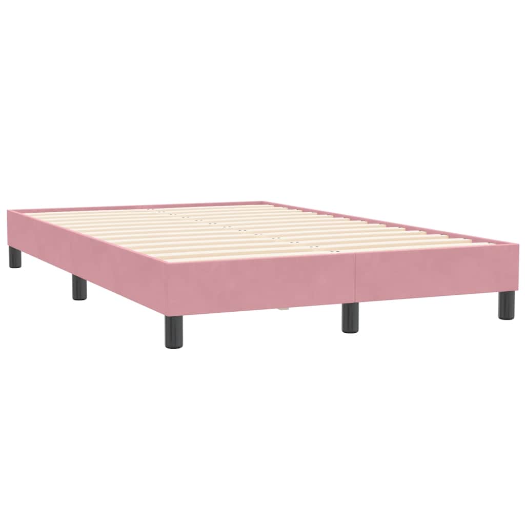 Sommier à lattes de lit avec matelas et LED rose 120x210 cm velours - XIOS