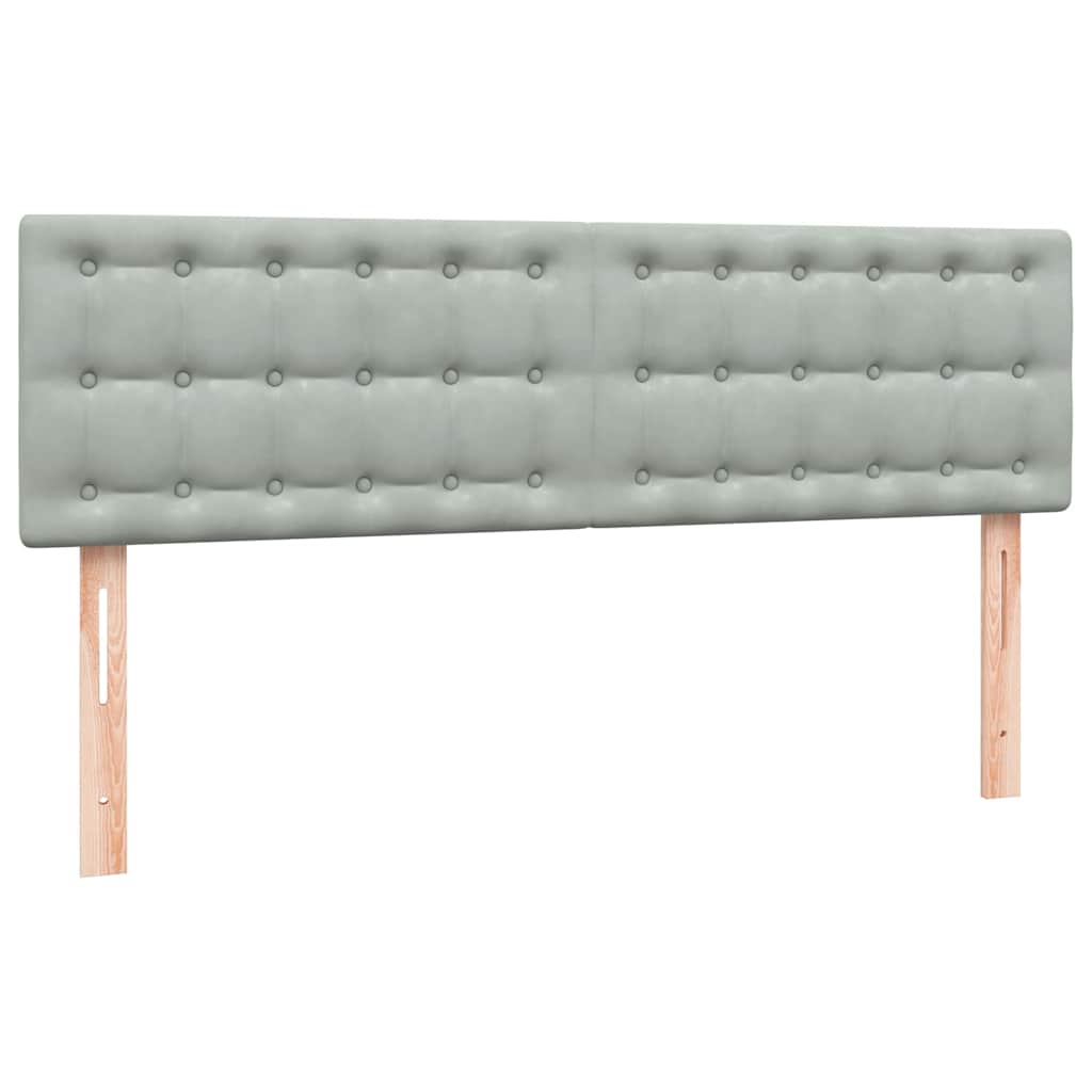 Sommier à lattes de lit et matelas et LED gris clair 140x210cm velours - XIOS
