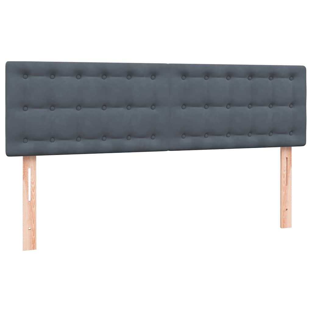 Sommier à lattes de lit et matelas et LED gris foncé 140x210cm velours - XIOS