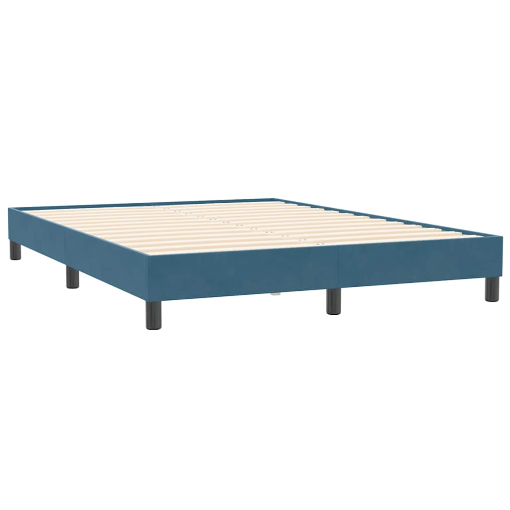 Sommier à lattes de lit et matelas et LED bleu foncé 140x210cm velours - XIOS