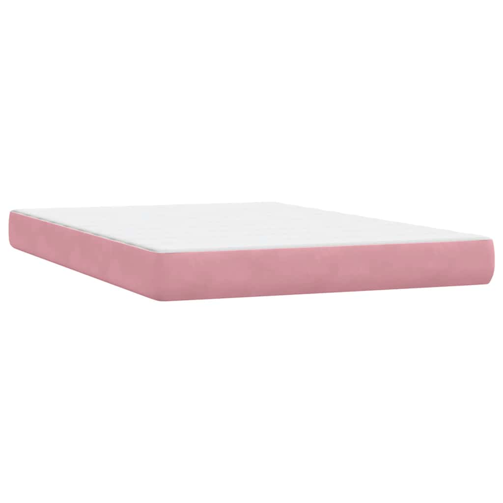 Sommier à lattes de lit avec matelas et LED rose 140x210 cm velours - XIOS