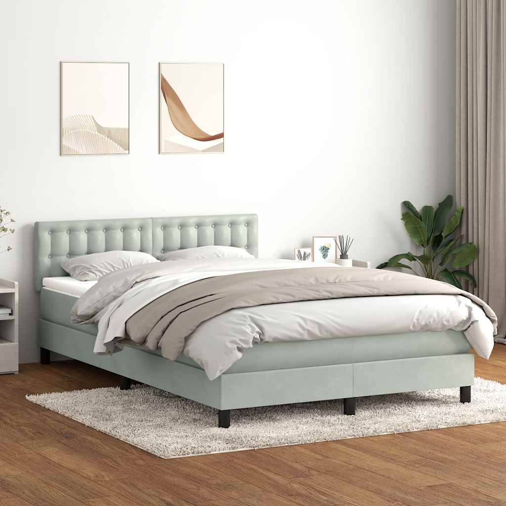 Sommier à lattes de lit et matelas et LED gris clair 160x210cm velours - XIOS