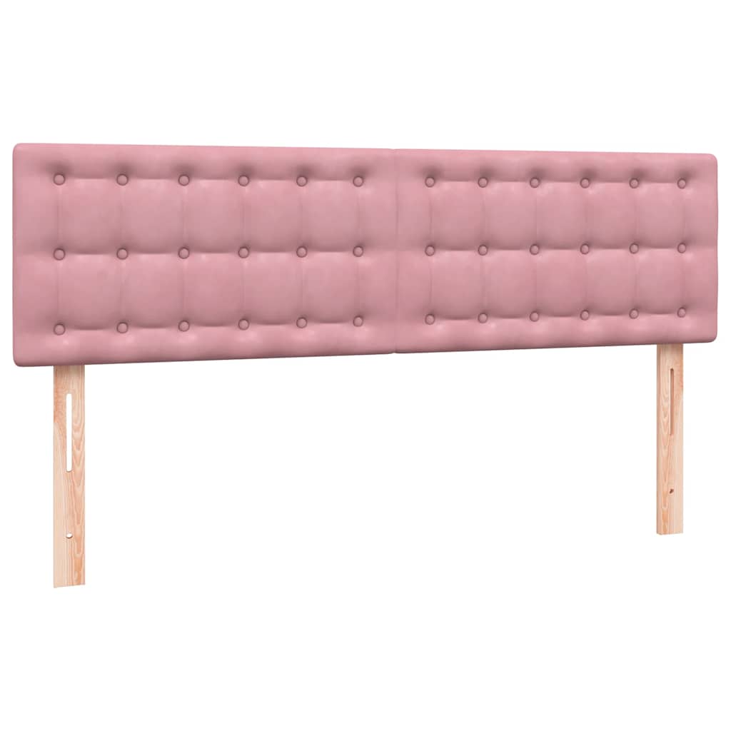 Sommier à lattes de lit avec matelas et LED rose 160x210 cm velours - XIOS