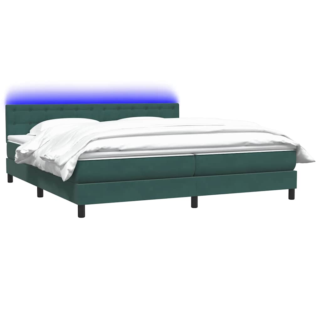 Sommier à lattes de lit et matelas et LED vert foncé 180x210cm velours - XIOS
