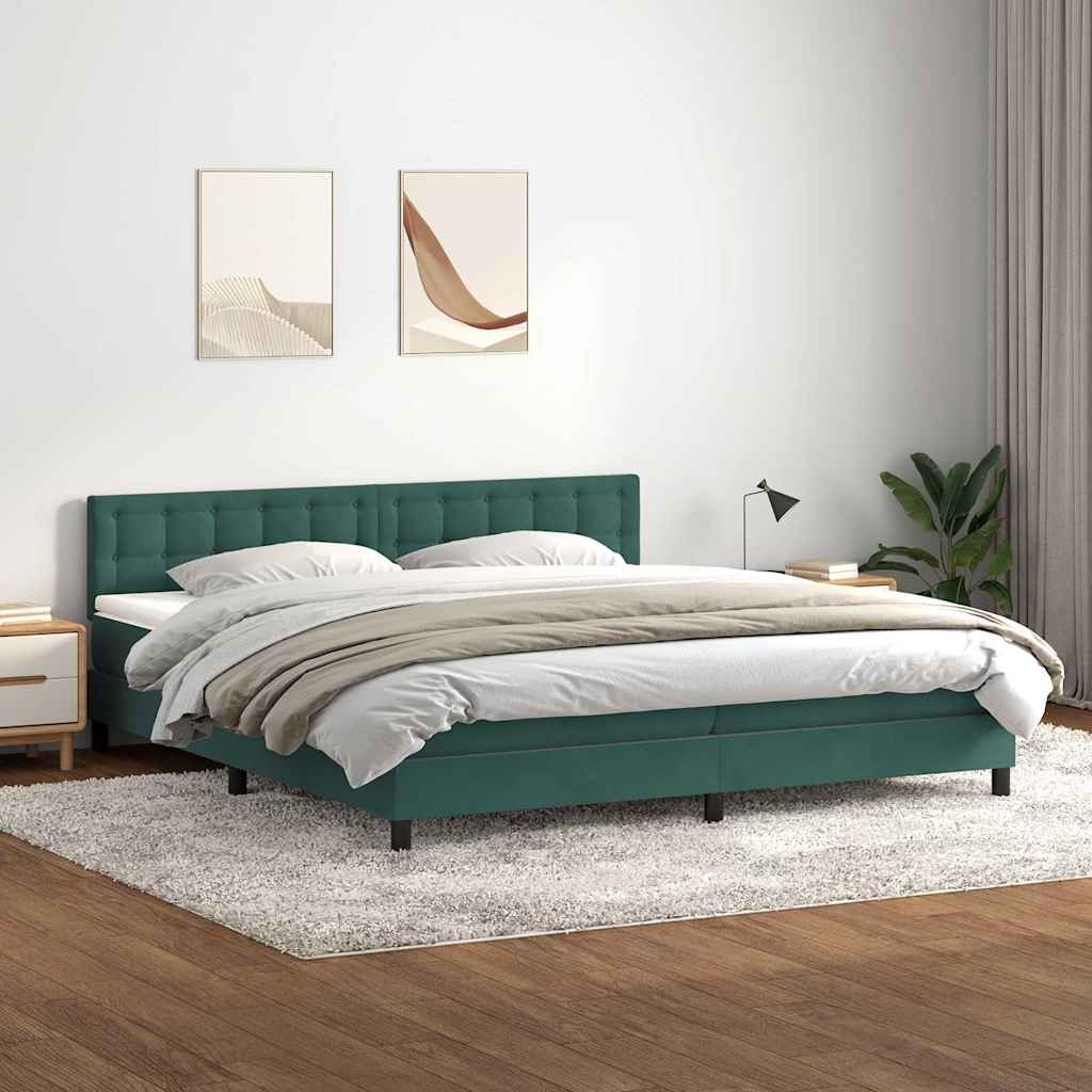 Sommier à lattes de lit et matelas et LED vert foncé 180x210cm velours - XIOS