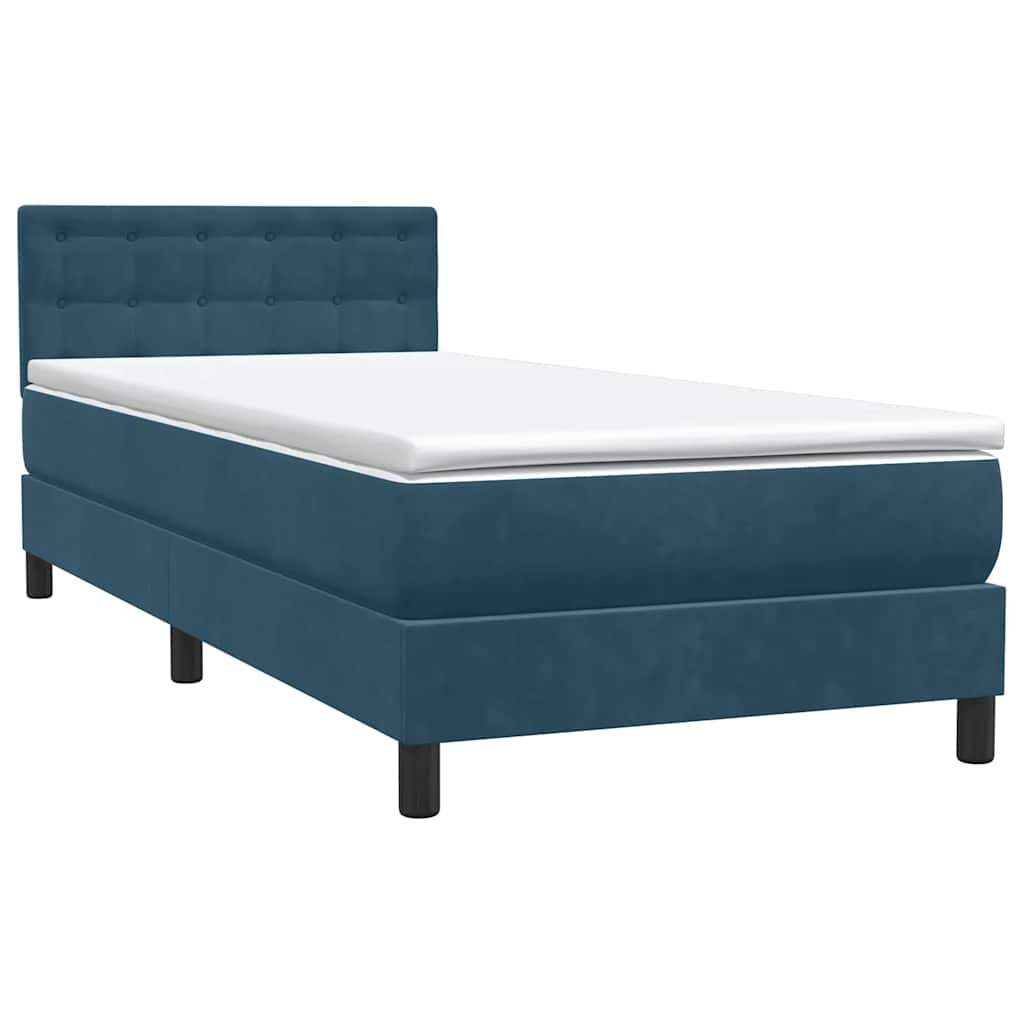 Sommier à lattes de lit et matelas et LED bleu foncé 80x220 cm velours - XIOS