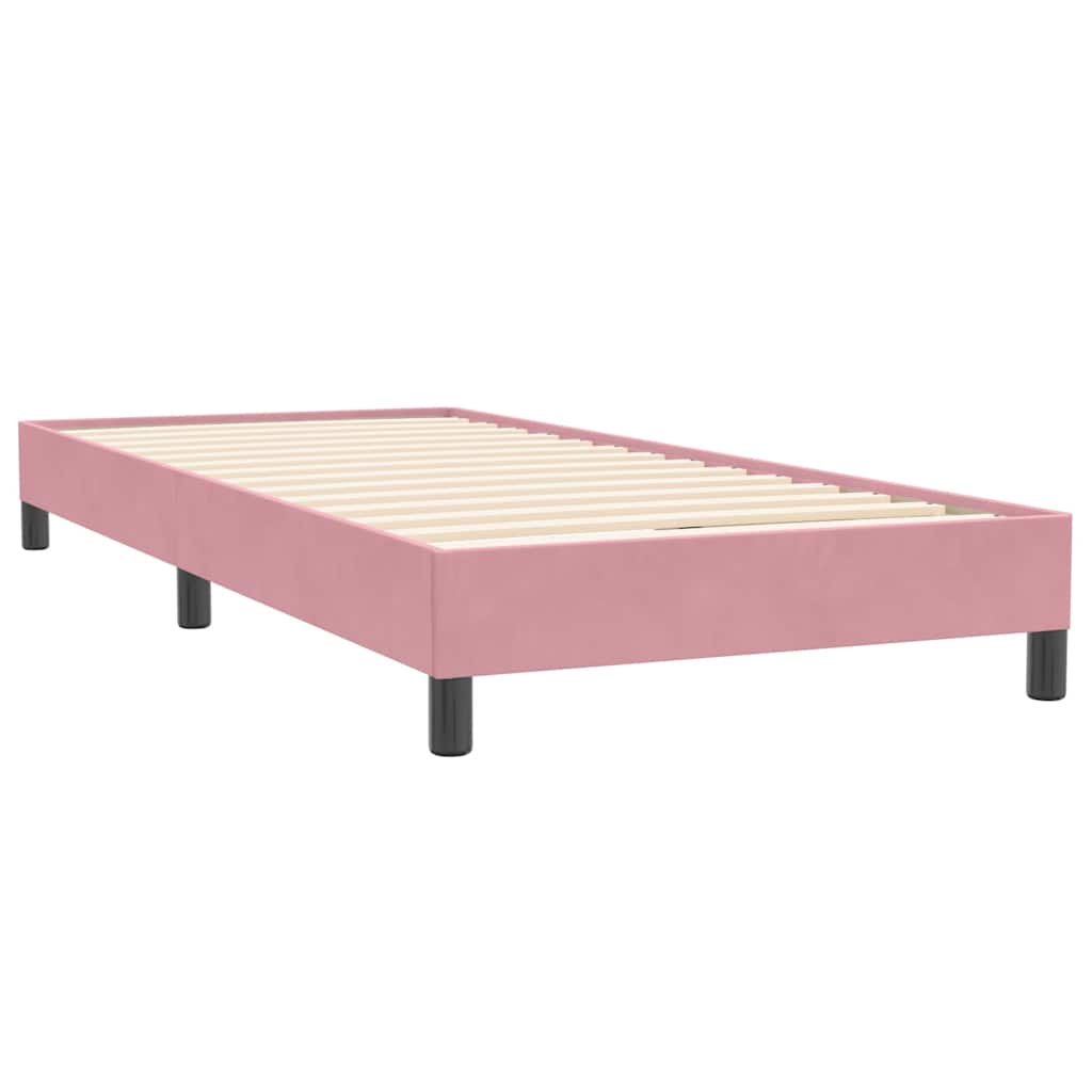 Sommier à lattes de lit avec matelas et LED rose 80x220 cm velours - XIOS