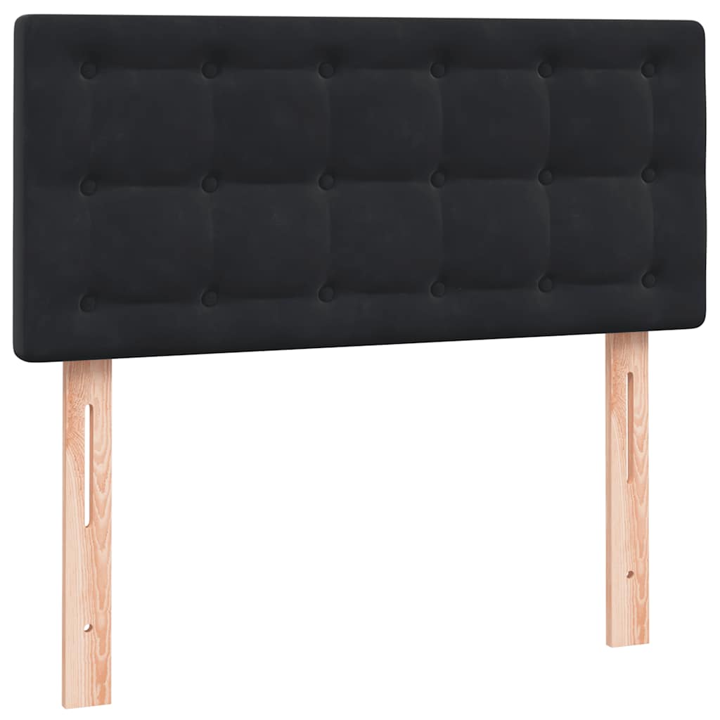 Sommier à lattes de lit avec matelas et LED noir 100x220 cm velours - XIOS