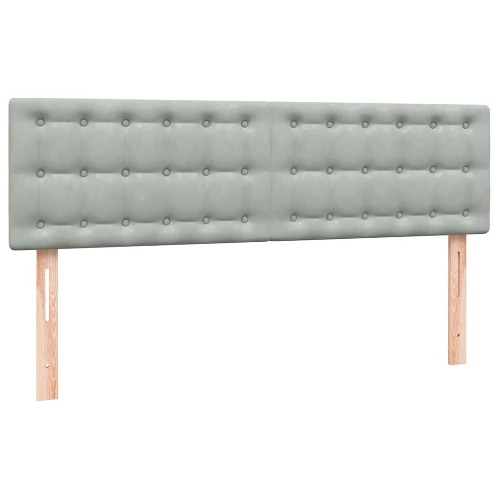Sommier à lattes de lit et matelas et LED gris clair 160x220cm velours - XIOS