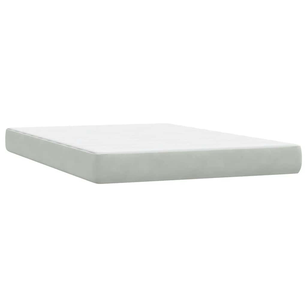 Sommier à lattes de lit et matelas et LED gris clair 160x220cm velours - XIOS