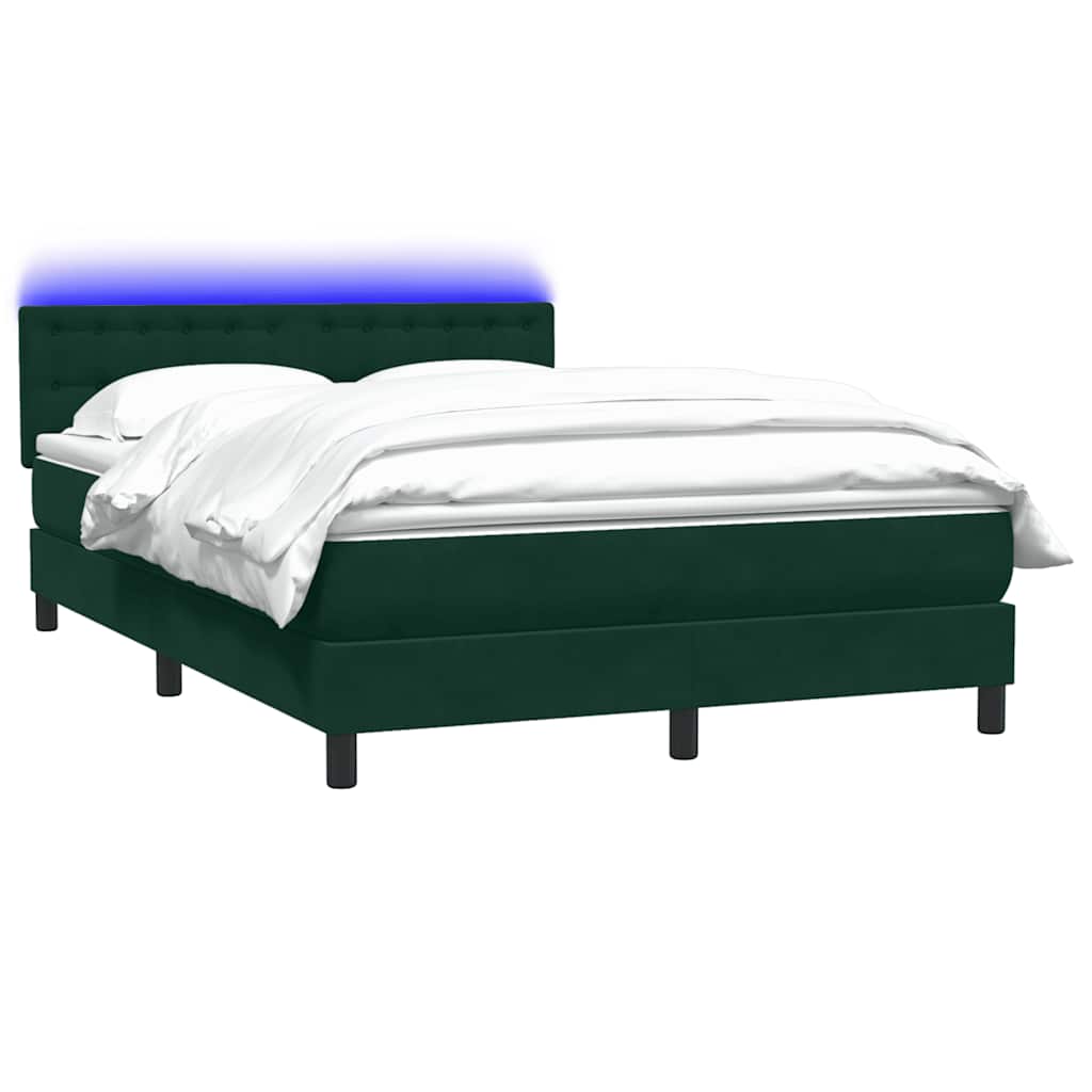 Sommier à lattes de lit et matelas et LED vert foncé 160x220cm velours - XIOS