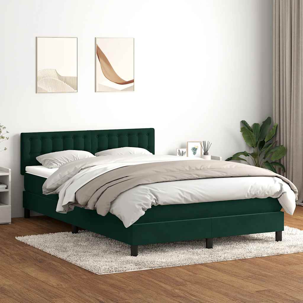 Sommier à lattes de lit et matelas et LED vert foncé 160x220cm velours - XIOS