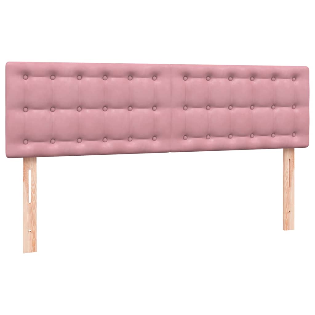 Sommier à lattes de lit avec matelas et LED rose 160x220 cm velours - XIOS