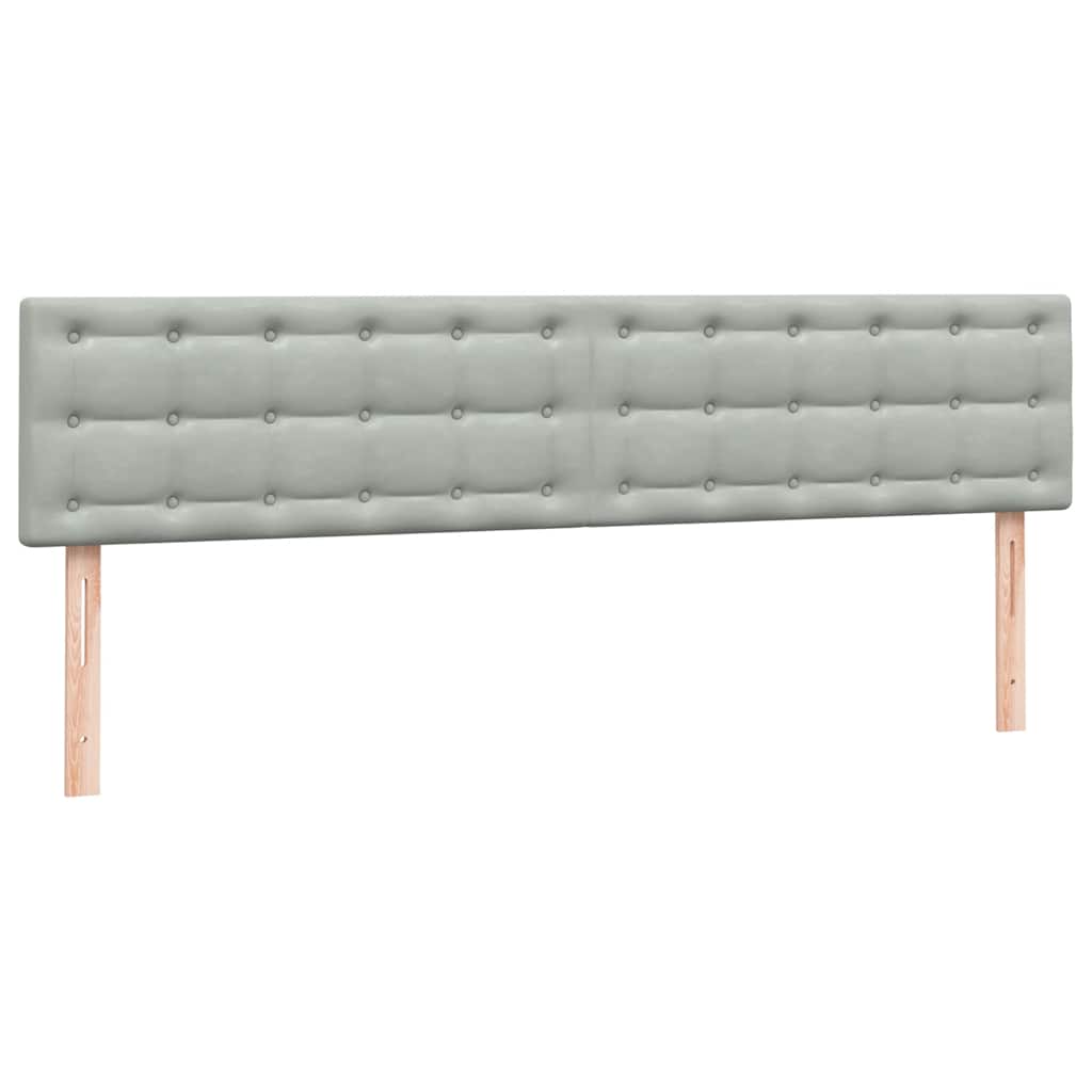 Sommier à lattes de lit et matelas et LED gris clair 180x220cm velours - XIOS