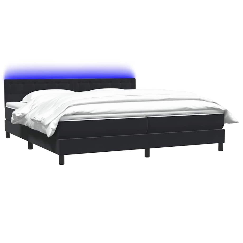 Sommier à lattes de lit avec matelas et LED noir 200x220 cm velours - XIOS